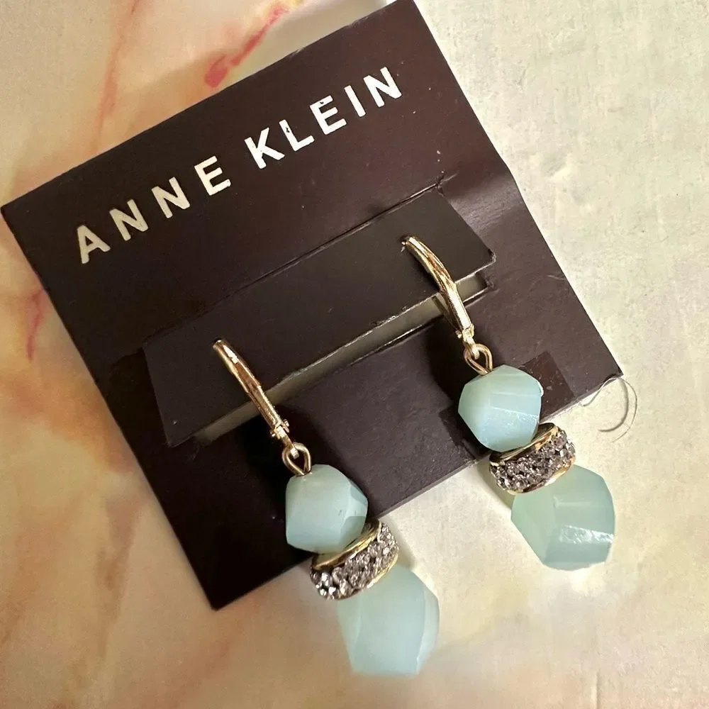 Anne Klein blue rhinestone drop earrings